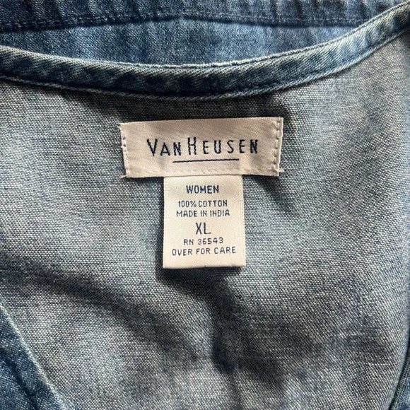 Vintage Van Heusen Floral Embroidered Denim Vest Cottagecore Women's XL - Picture 4 of 6